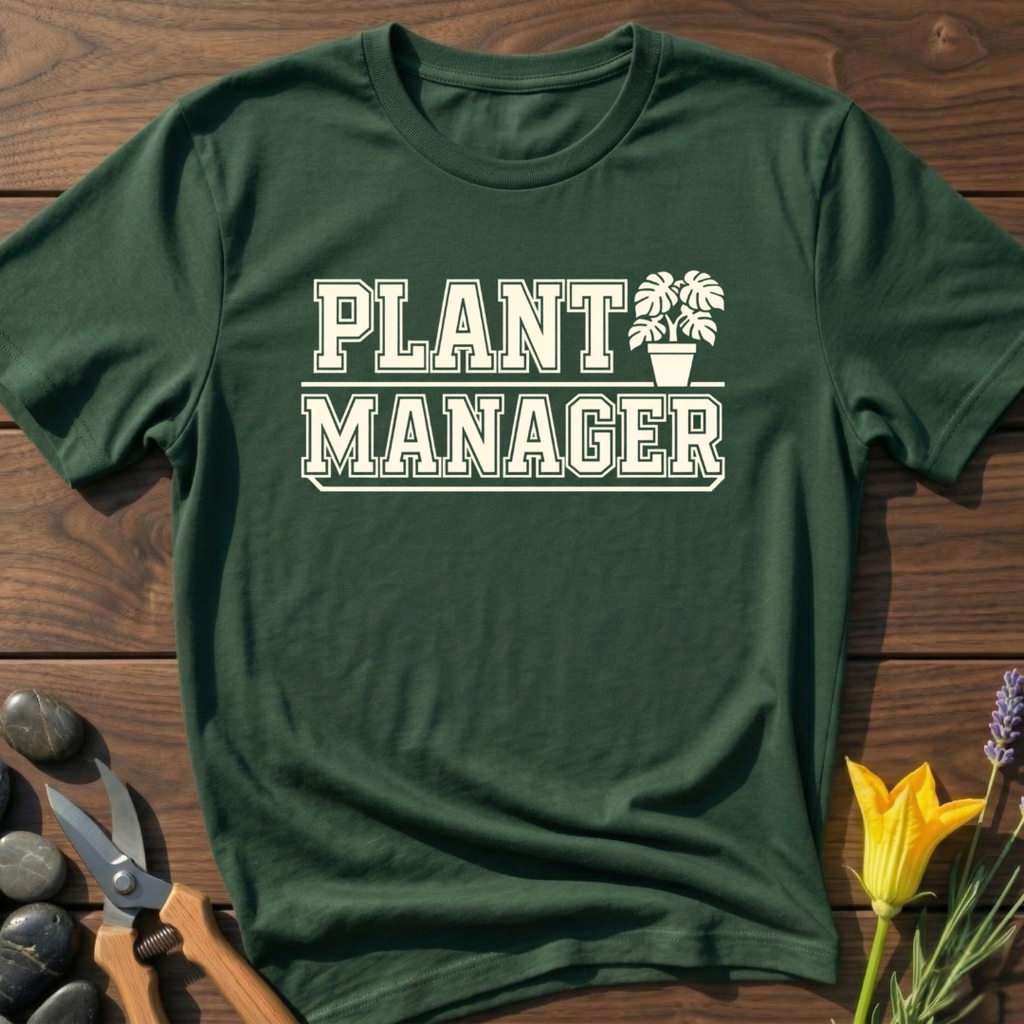 Plant Manager T-Shirt - botanical nature graphic t-shirt, minimalist design, unisex tee for Nature Lovers, Garnder, Farmer, Plant Lovers