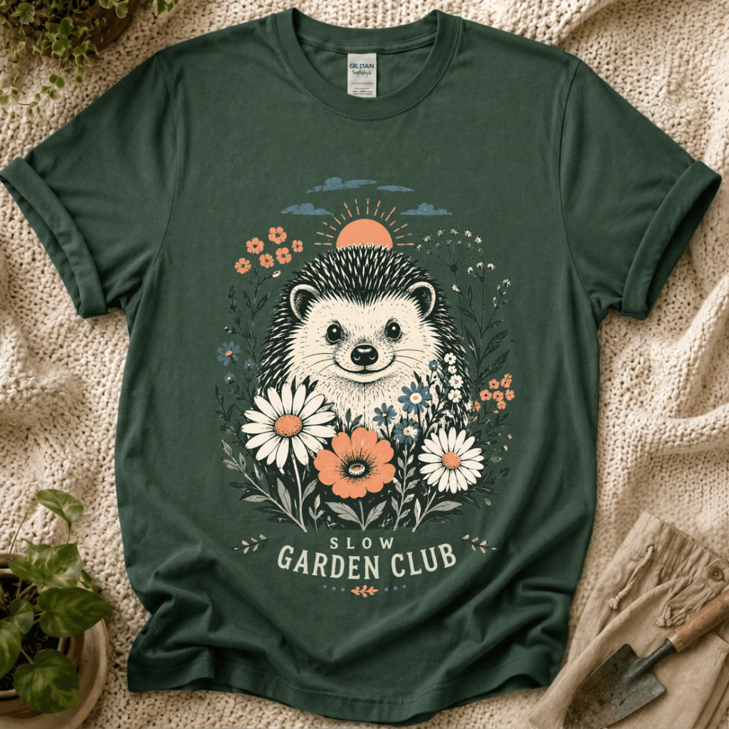 Hedgehog Garden Sunset T-Shirt