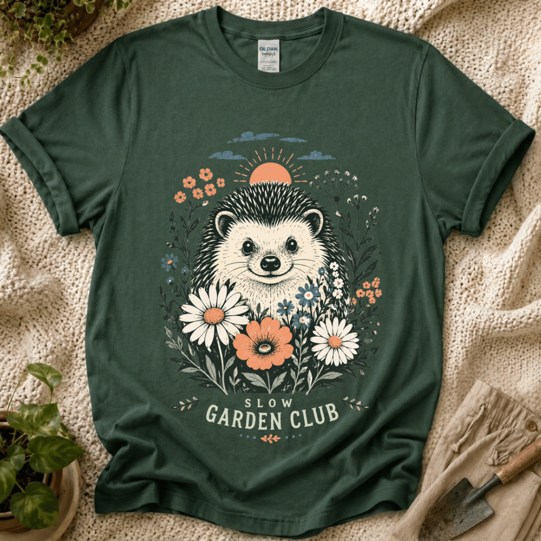 Hedgehog Garden Sunset T-Shirt