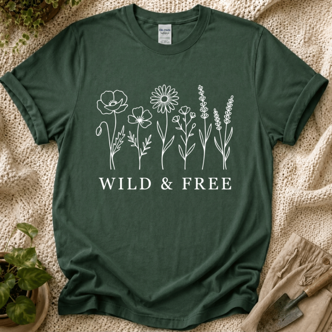 Wild and Free White Flowers T-Shirt by Zen & Zucchinis Slow Garden Club
