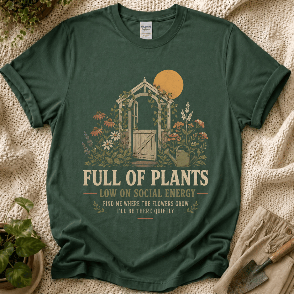Full of Plants Garden Sunset T-Shirt by Zen & Zucchinis Slow Garden Club