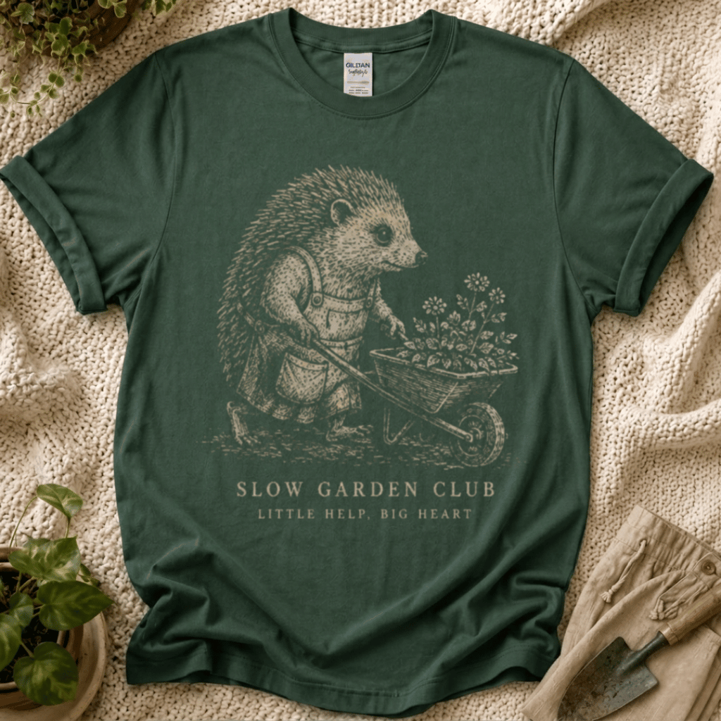 Little Help Big Heart Hedgehog T-Shirt by Zen & Zucchinis Slow Garden Club