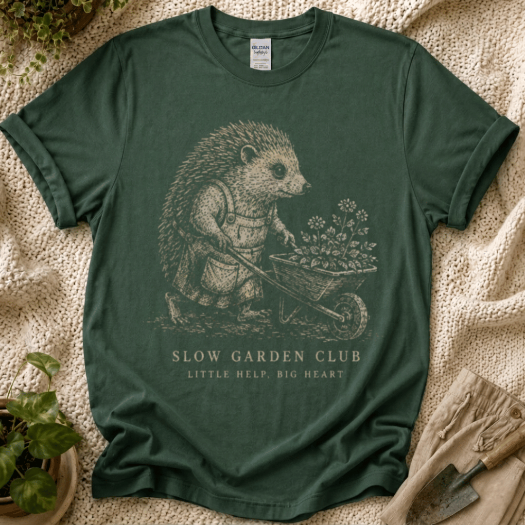 Little Help Big Heart Hedgehog T-Shirt by Zen & Zucchinis Slow Garden Club