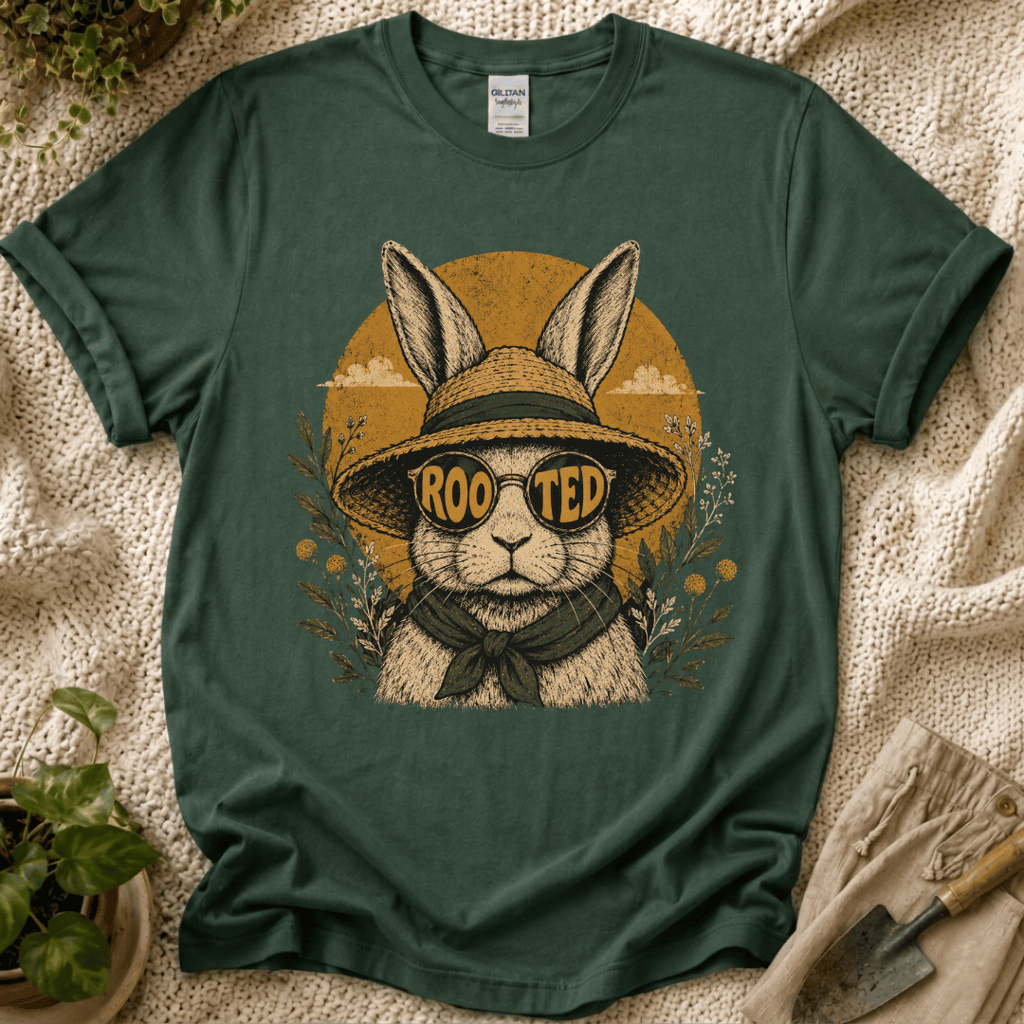 Rooted Sunset Slow Garden Bunny T-Shirt by Zen & Zucchinis Slow Garden Club