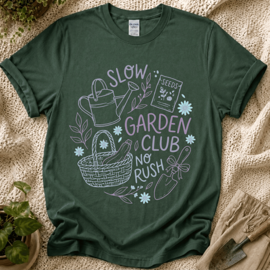 Slow Garden Club No Rush T-Shirt by Zen & Zucchinis Slow Garden Club