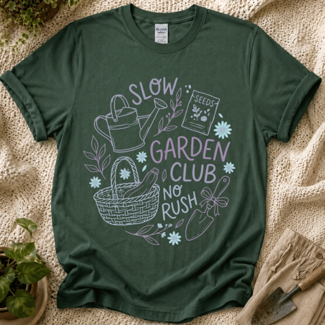 Slow Garden Club No Rush T-Shirt by Zen & Zucchinis Slow Garden Club