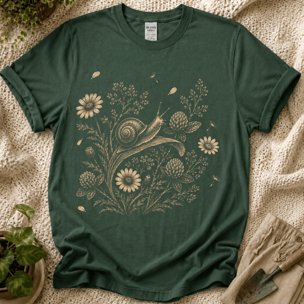 Slow Snail Wildflower Garden T-Shirt by Zen & Zucchinis Slow Garden Club