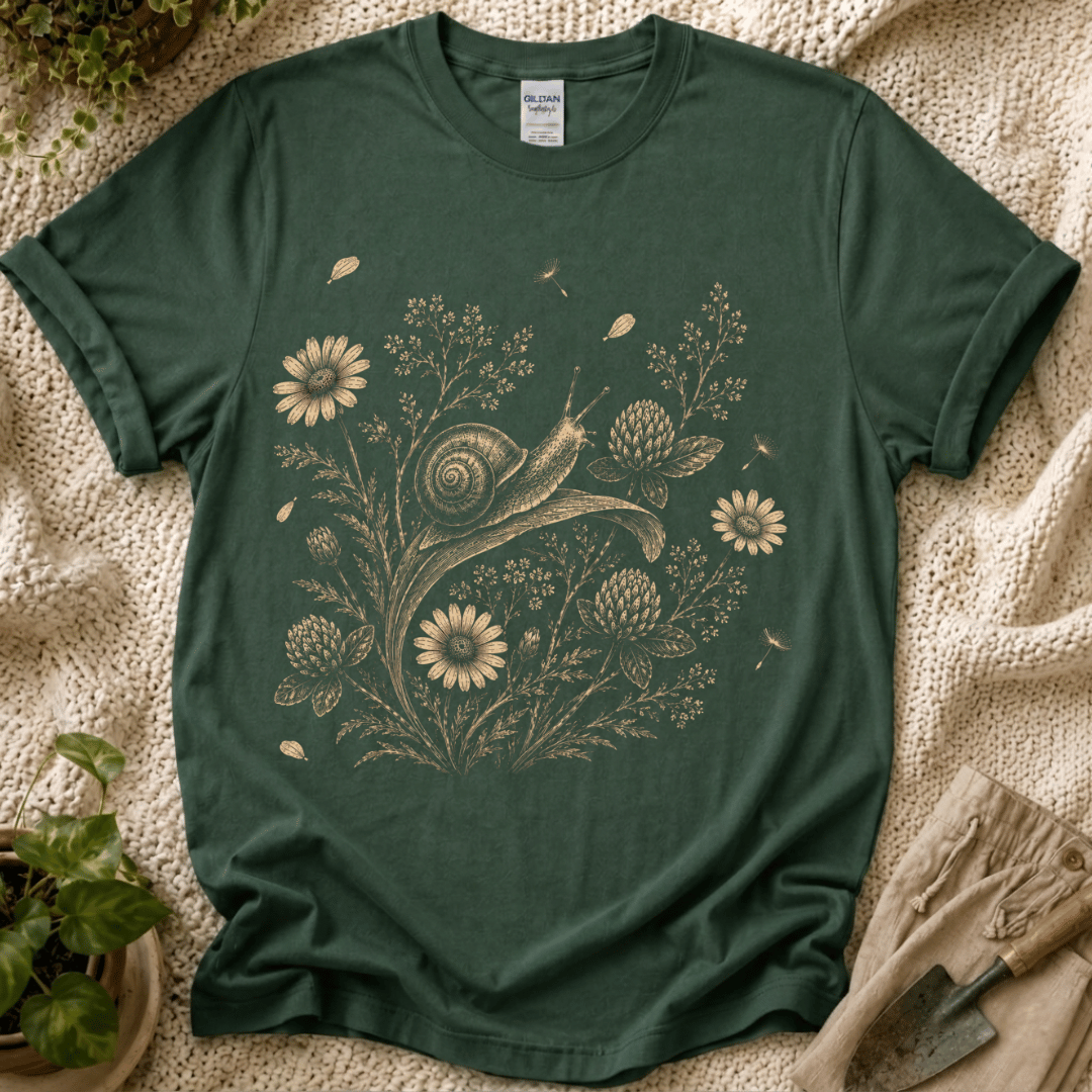 Slow Snail Wildflower Garden T-Shirt by Zen & Zucchinis Slow Garden Club