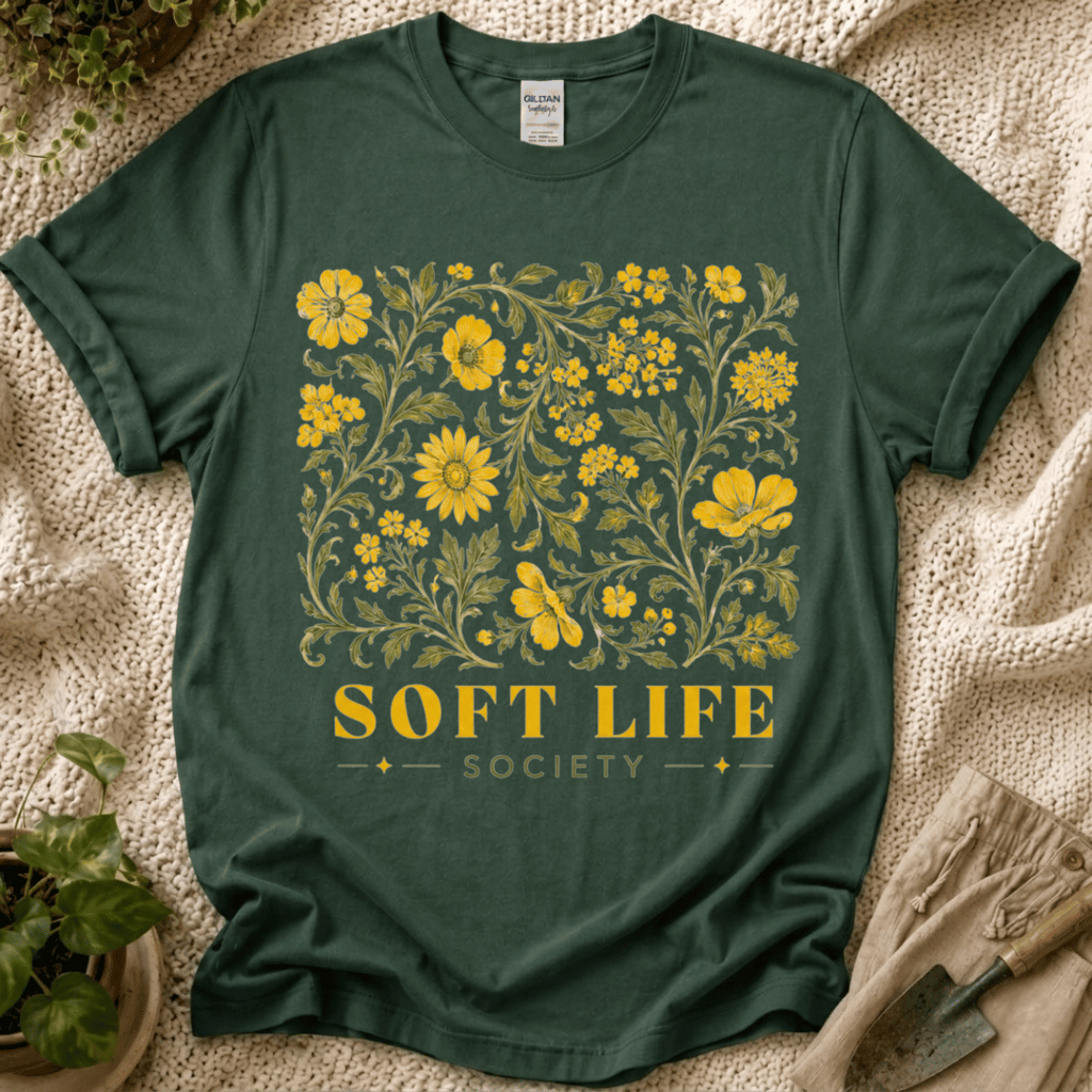 Soft Life Society Yellow Flower T-Shirt by Zen & Zucchinis Slow Garden Club