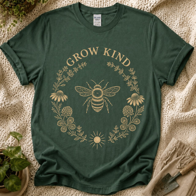 Grow Kind Bee Summer Circle T-Shirt - Zen & Zucchinis garden graphic tee