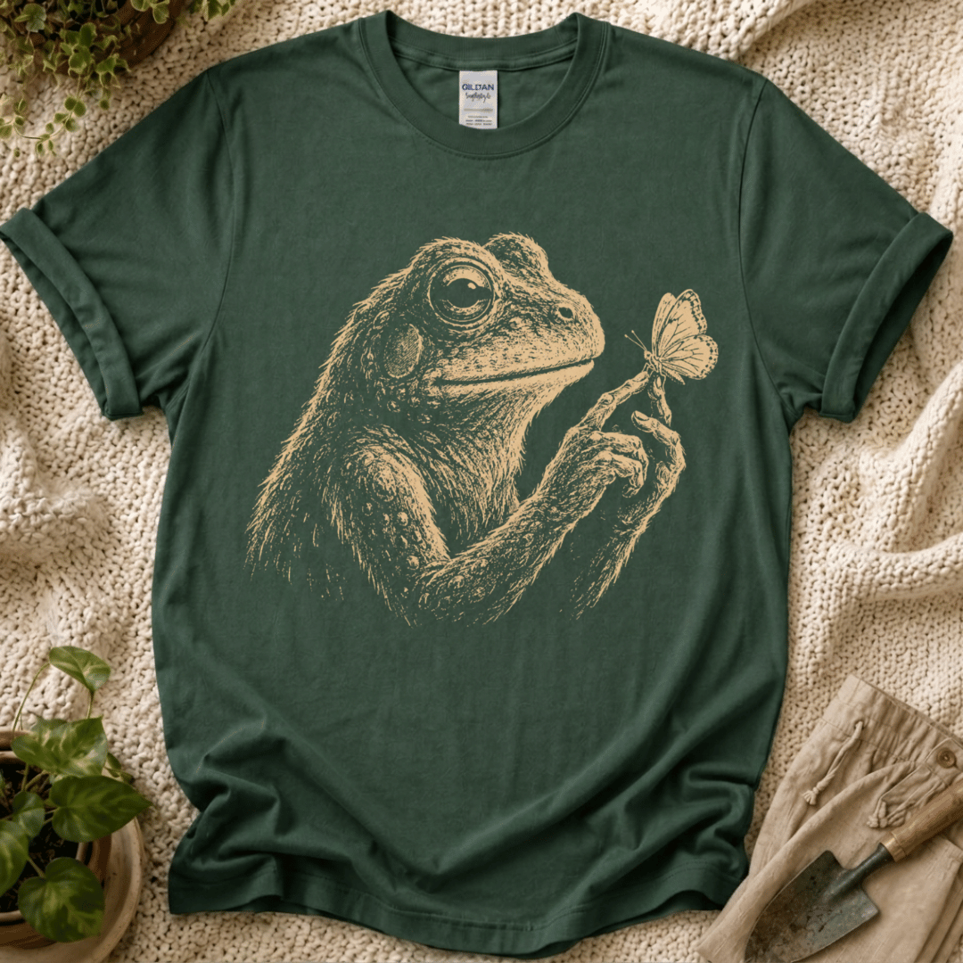 Frog & Butterfly Garden Friends T-Shirt by Zen & Zucchinis Slow Garden Club