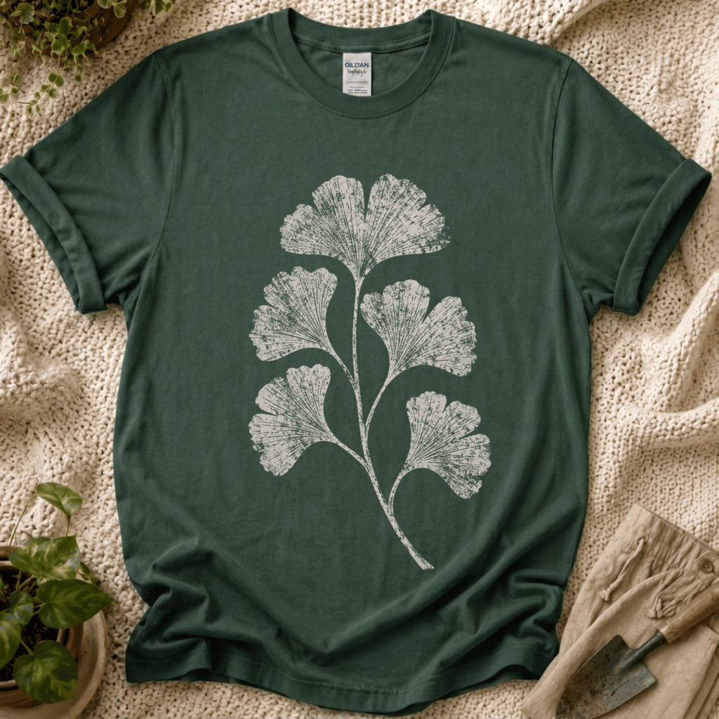 Ginkgo Leaf Botanical T-Shirt - Zen & Zucchinis garden graphic tee
