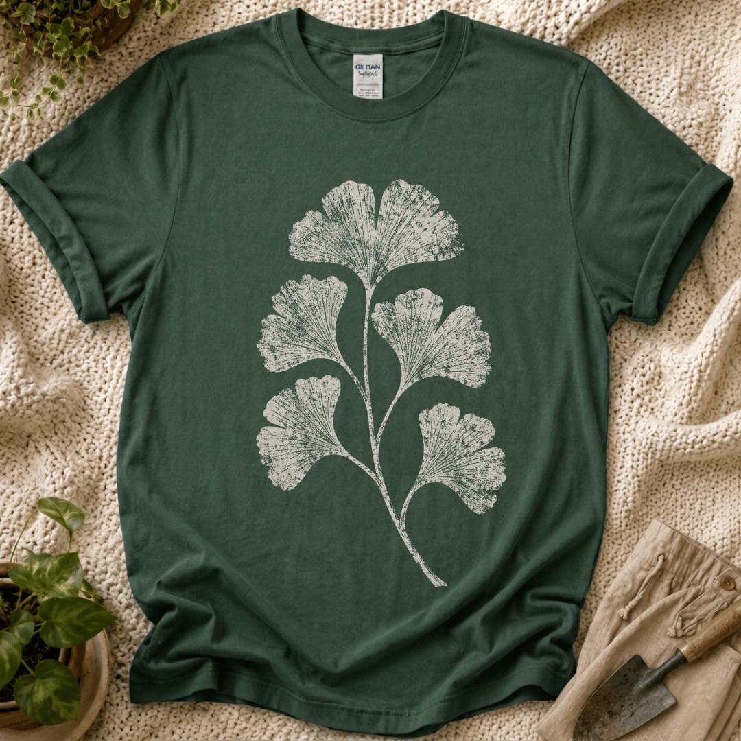 Ginkgo Leaf Botanical T-Shirt - Zen & Zucchinis garden graphic tee