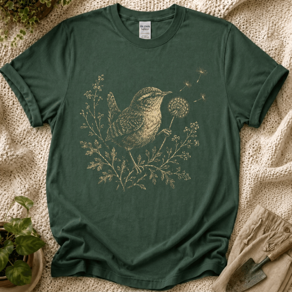 Tiny Bird Dandelion Wish T-Shirt