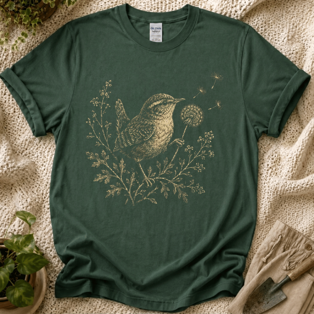 Tiny Bird Dandelion Wish T-Shirt