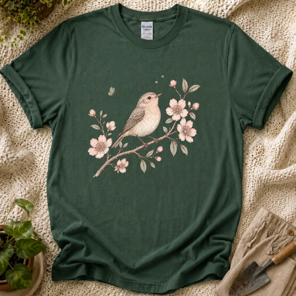 Blossom Bird Botanical T-Shirt by Zen & Zucchinis Slow Garden Club