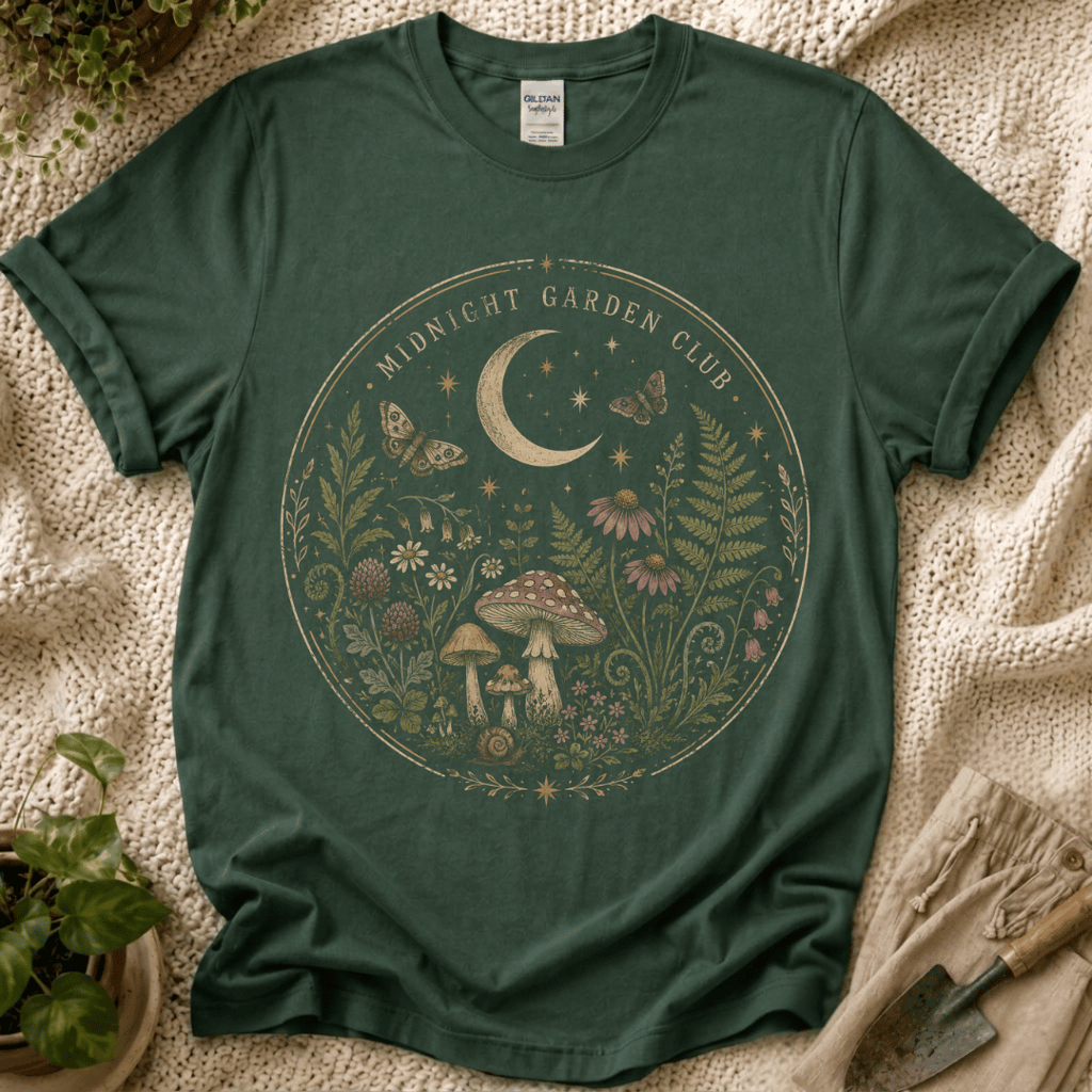 Midnight Garden Club T-Shirt - Zen & Zucchinis garden graphic tee
