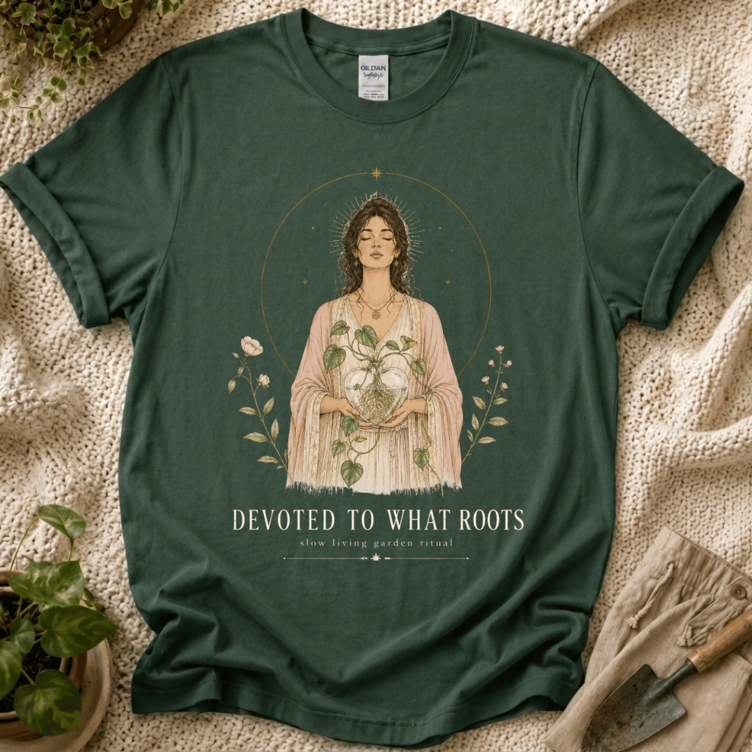 Devoted to Deep Roots Garden T-Shirt by Zen & Zucchinis Slow Garden Club