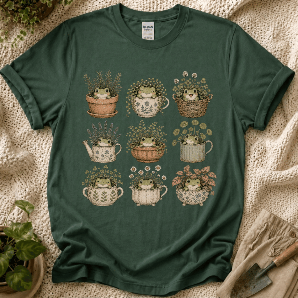 Froggy in a Pot T-Shirt by Zen & Zucchinis Slow Garden Club