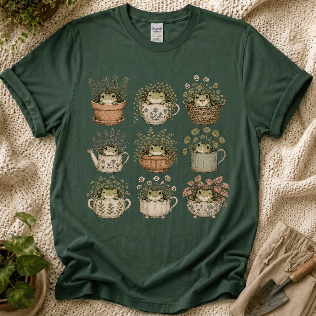Froggy in a Pot T-Shirt by Zen & Zucchinis Slow Garden Club