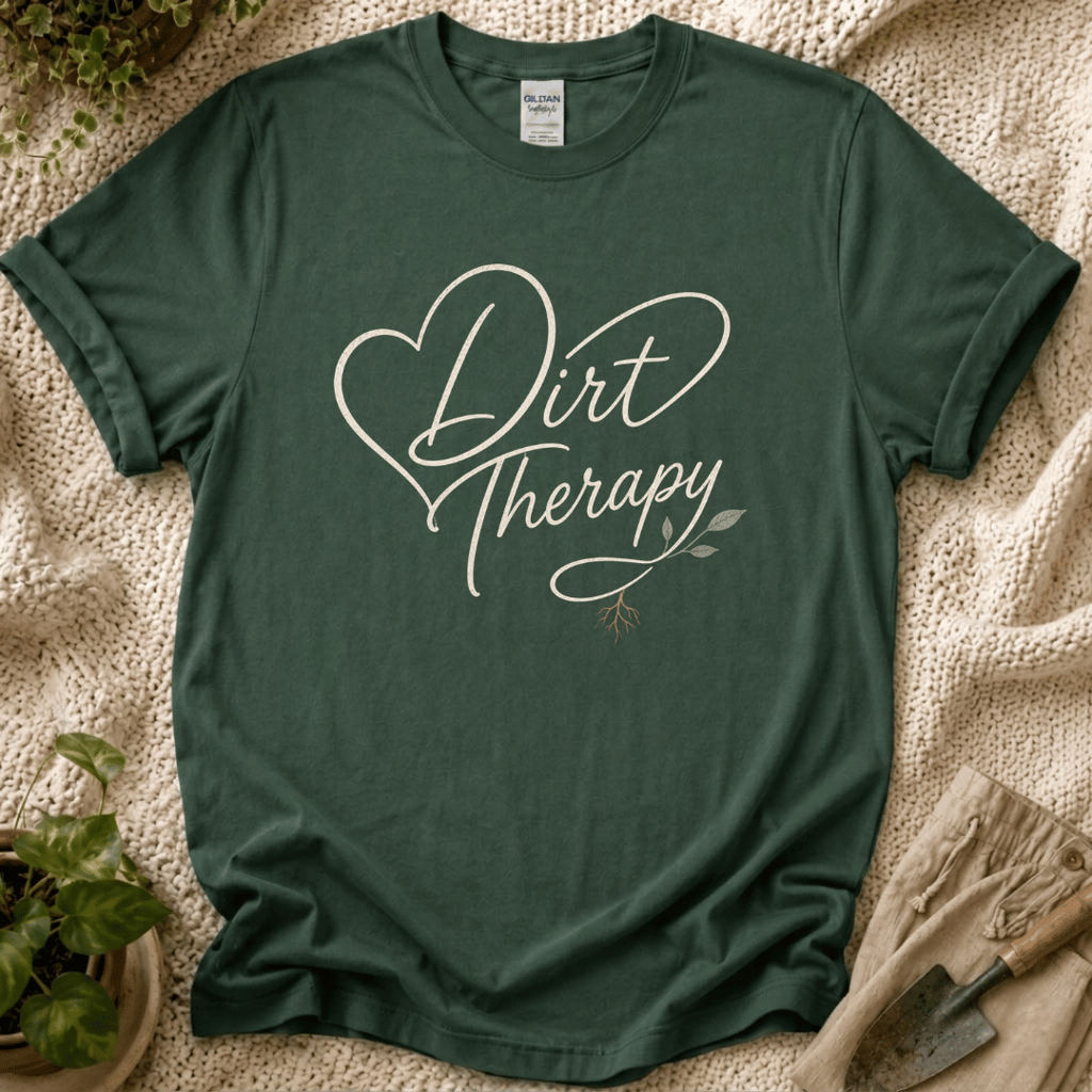 Dirt Therapy Botanical Gardener T-Shirt by Zen & Zucchinis Slow Garden Club