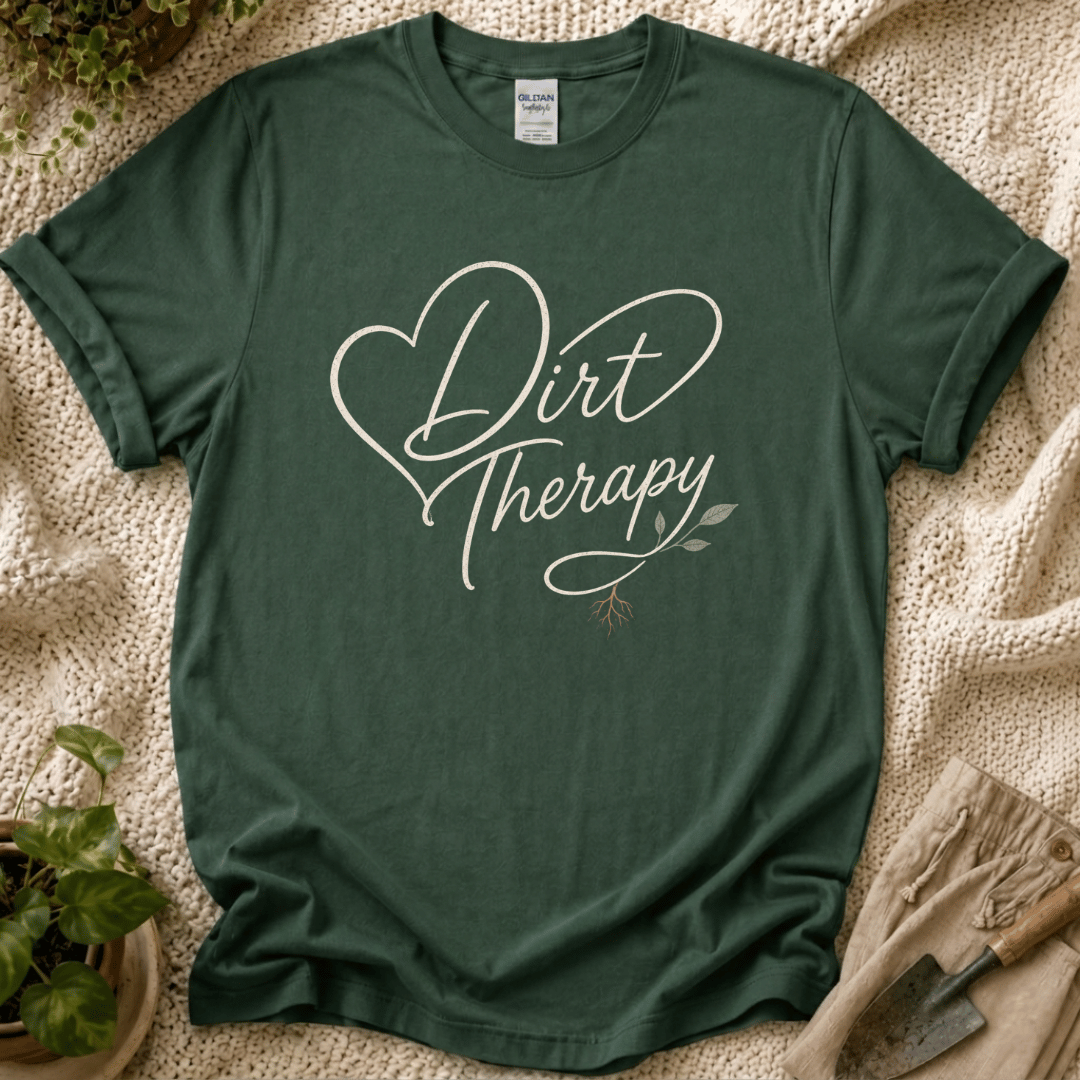 Dirt Therapy Botanical Gardener T-Shirt by Zen & Zucchinis Slow Garden Club