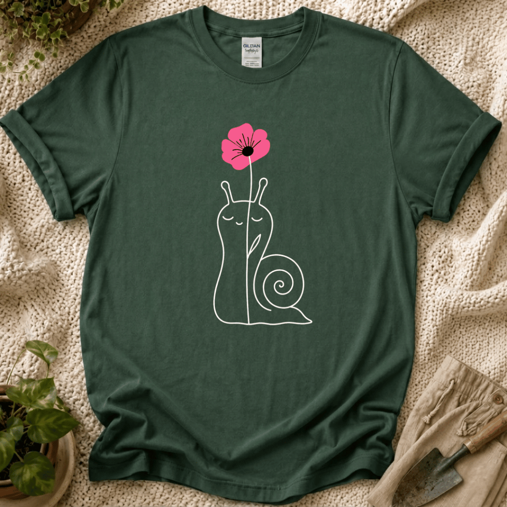 Snail with Flower T-Shirt by Zen & Zucchinis Slow Garden Club