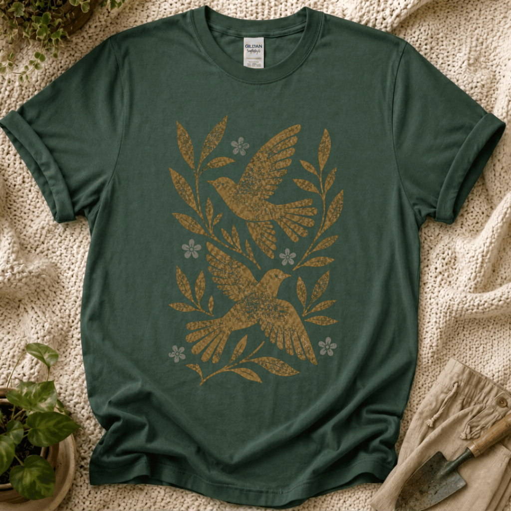 Botanical Birds T-Shirt by Zen & Zucchinis Slow Garden Club