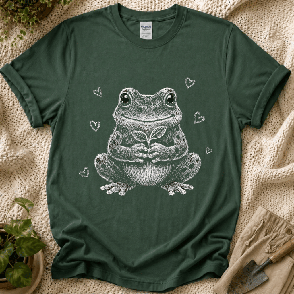 Cute Frog Plant Lover T-Shirt by Zen & Zucchinis Slow Garden Club