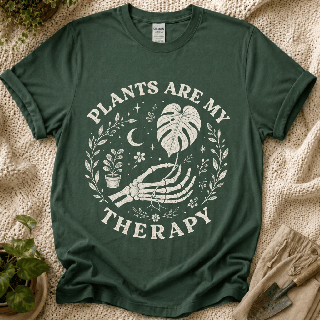 Plants Are My Therapy Botanical T-Shirt by Zen & Zucchinis Slow Garden Club