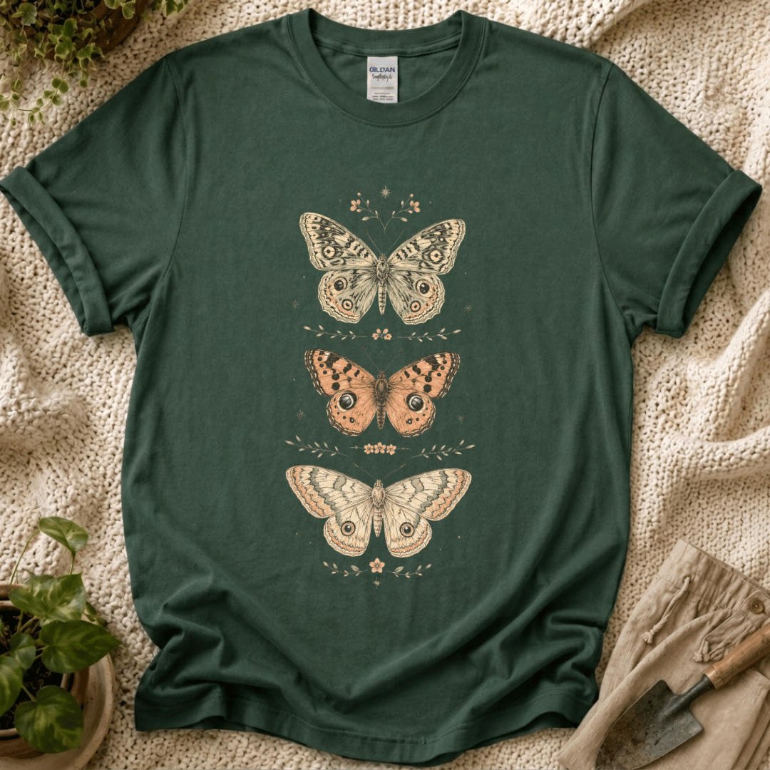 Botanical Butterflies Vintage Nature T-Shirt by Zen & Zucchinis Slow Garden Club