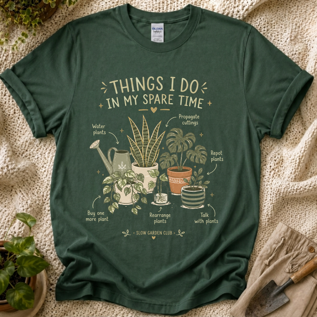 Things I Do in My Spare Time Houseplant Lover T-Shirt by Zen & Zucchinis Slow Garden Club
