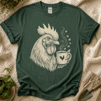 Morning Rooster Coffee Cup T-Shirt by Zen & Zucchinis Slow Garden Club