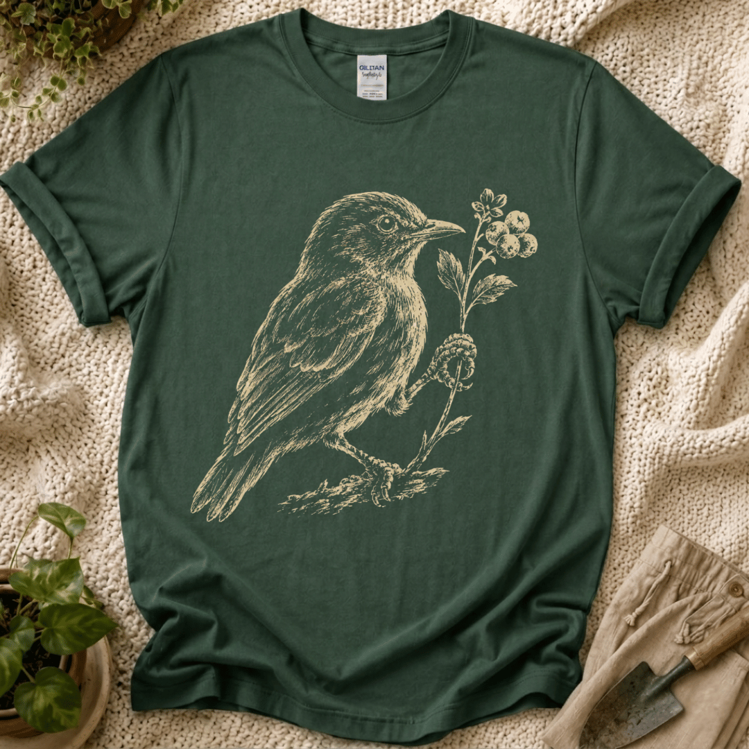 Quiet Garden Bird T-Shirt by Zen & Zucchinis Slow Garden Club