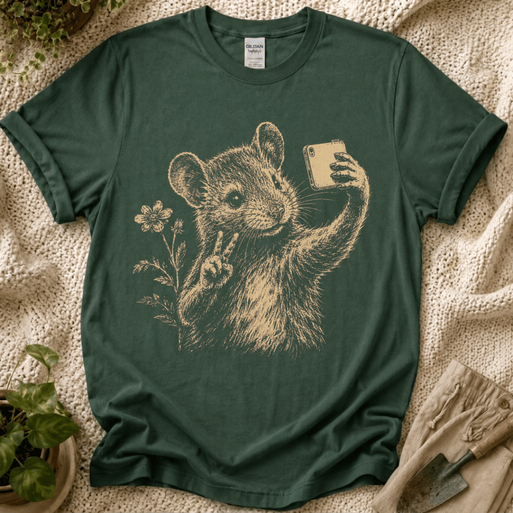 Peace Mouse Garden Selfie T-Shirt by Zen & Zucchinis Slow Garden Club