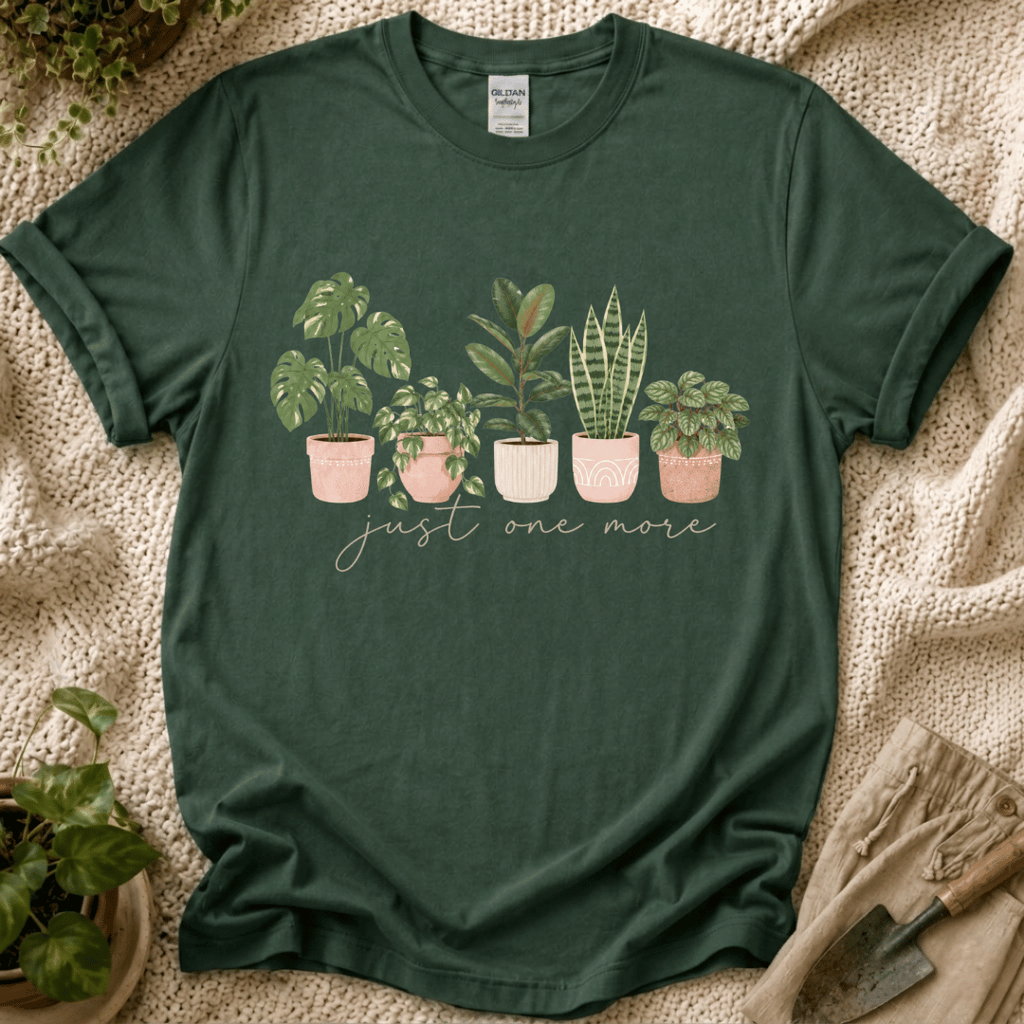 Just One More Houseplant T-Shirt by Zen & Zucchinis Slow Garden Club