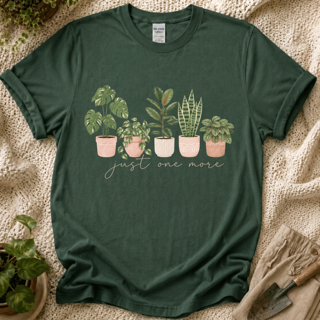 Just One More Houseplant T-Shirt by Zen & Zucchinis Slow Garden Club