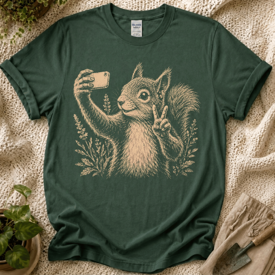 Garden Selfie Squirrel Woodland T-Shirt by Zen & Zucchinis Slow Garden Club