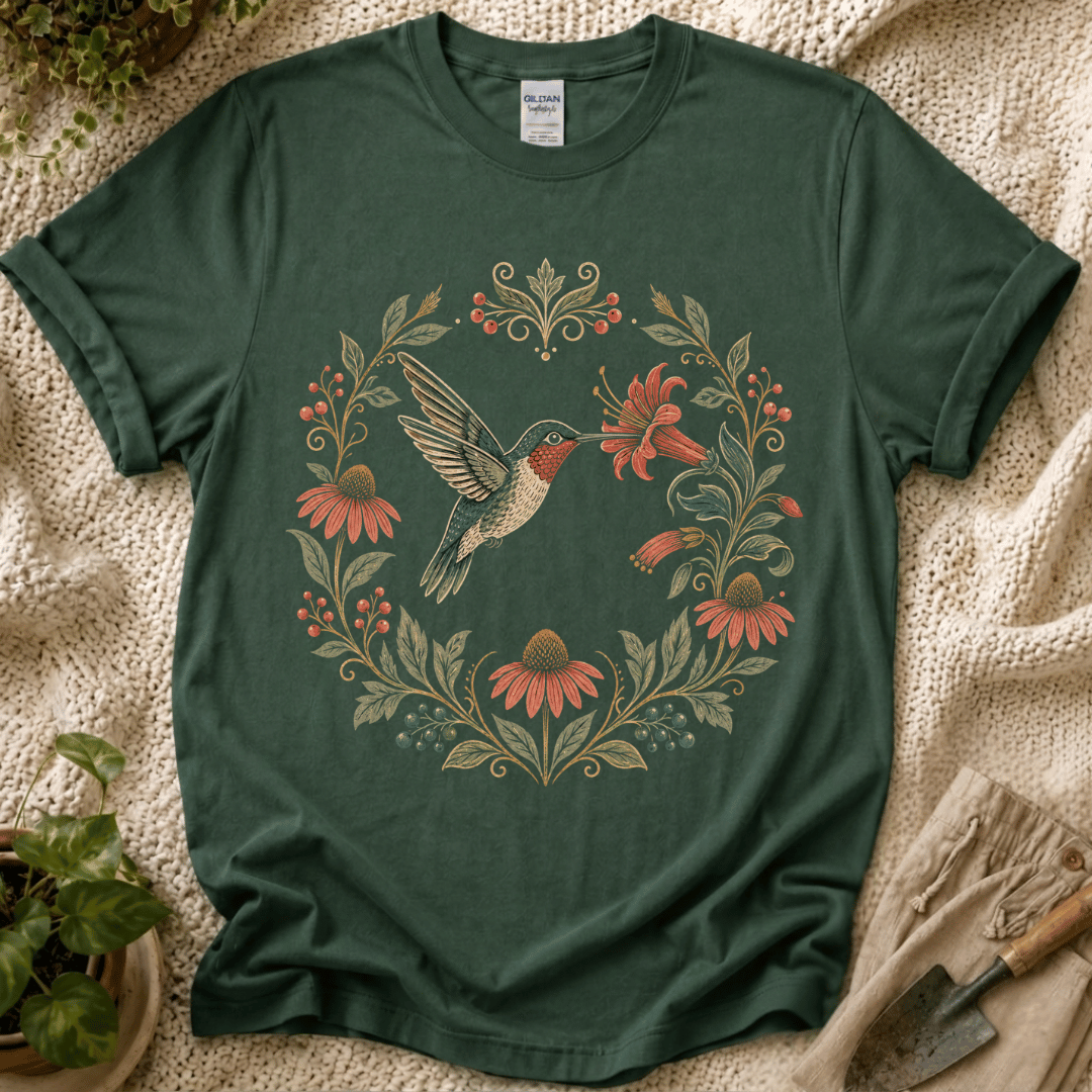 Hummingbird Flower Cirle T-Shirt