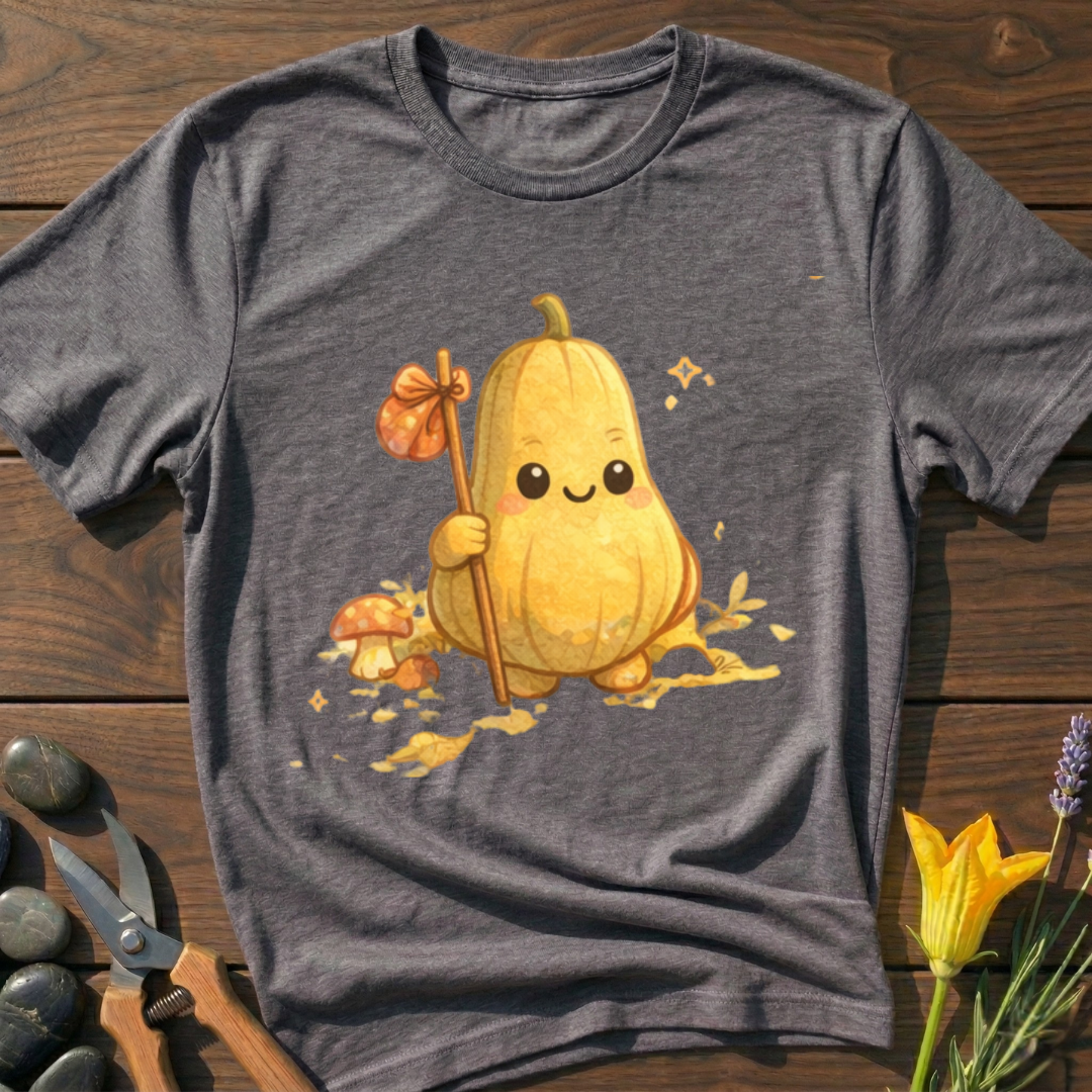 Happy Pumpkin T-Shirt - botanical nature graphic t-shirt, minimalist design, unisex tee for Nature Lovers, Garnder, Farmer, Plant Lovers