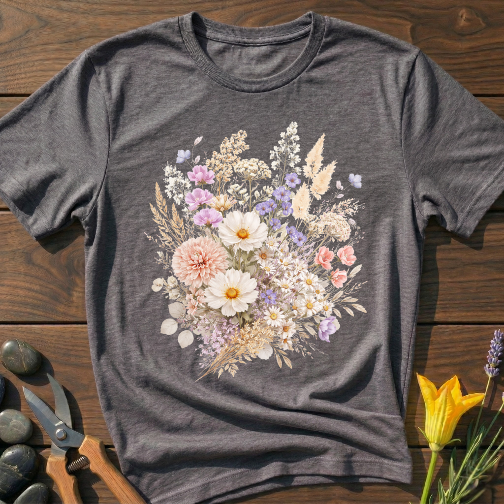Floral Bouquet 3 T-Shirt - botanical nature graphic t-shirt, minimalist design, unisex tee for Nature Lovers, Garnder, Farmer, Plant Lovers