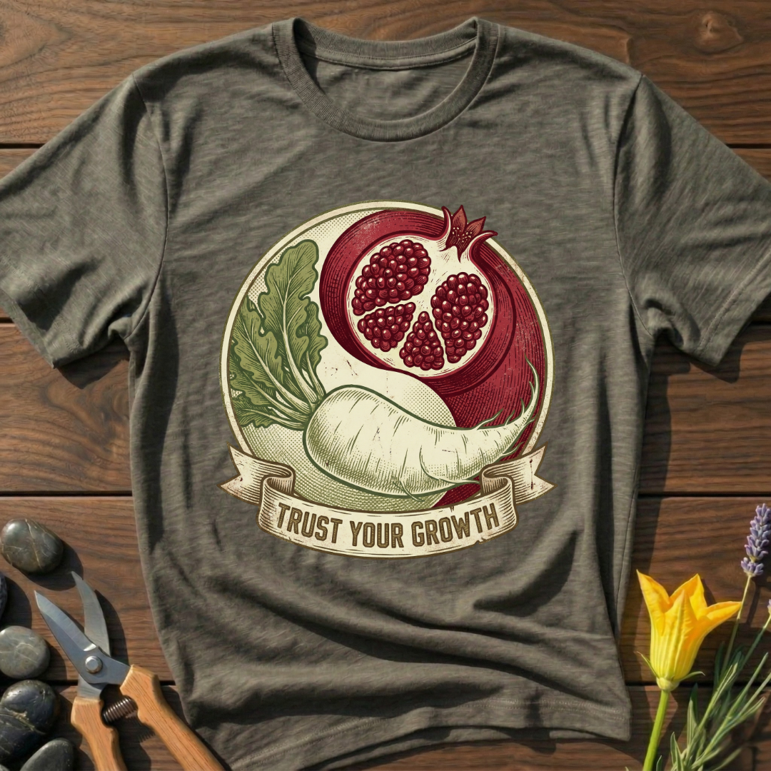 Growth Zen T-Shirt - botanical nature graphic t-shirt, minimalist design, unisex tee for Nature Lovers, Garnder, Farmer, Plant Lovers