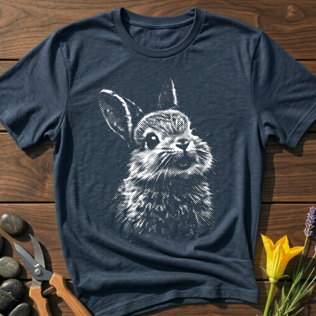 Baby Bunny T-Shirt - botanical nature graphic t-shirt, minimalist design, unisex tee for Nature Lovers, Garnder, Farmer, Plant Lovers