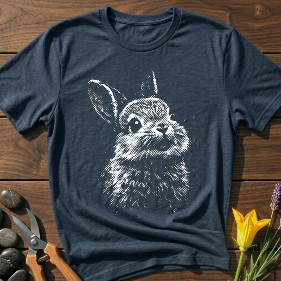 Baby Bunny T-Shirt - botanical nature graphic t-shirt, minimalist design, unisex tee for Nature Lovers, Garnder, Farmer, Plant Lovers