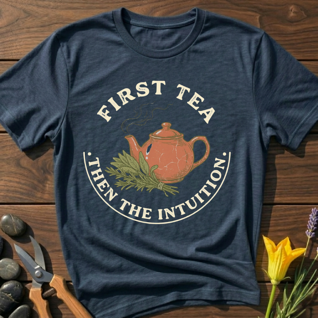 First Tea T-Shirt - botanical nature graphic t-shirt, minimalist design, unisex tee for Nature Lovers, Garnder, Farmer, Plant Lovers