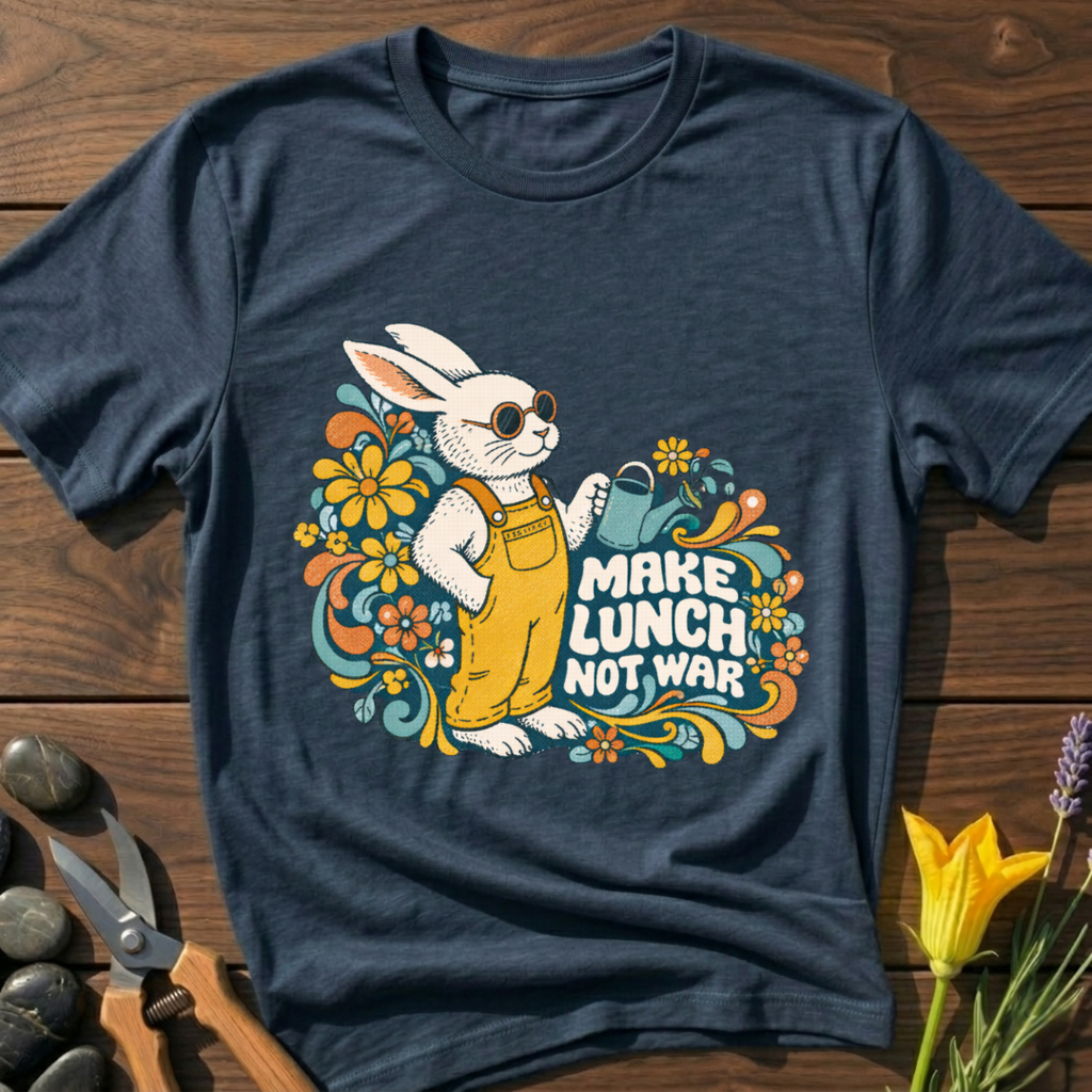 Make Lunch Not War T-Shirt - botanical nature graphic t-shirt, minimalist design, unisex tee for Nature Lovers, Garnder, Farmer, Plant Lovers