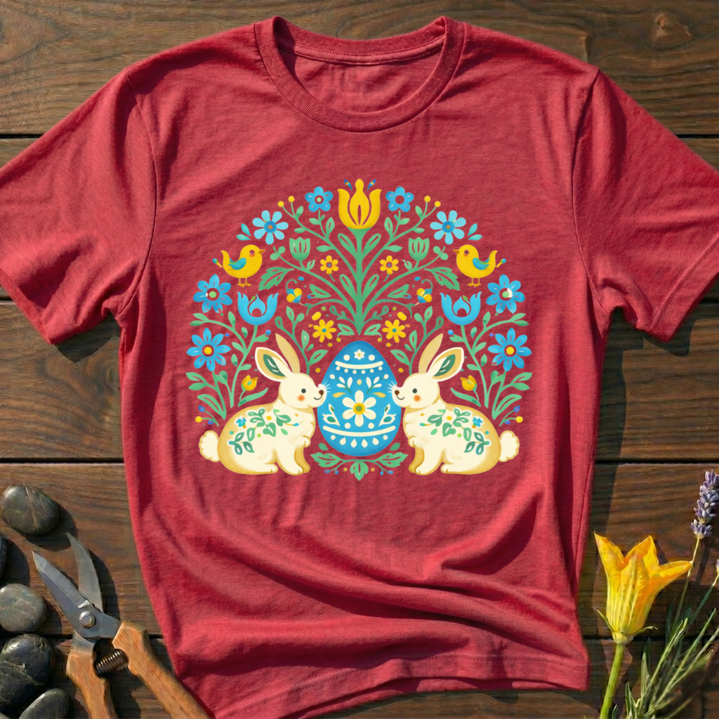 Happy Easter T-Shirt - botanical nature graphic t-shirt, minimalist design, unisex tee for Nature Lovers, Garnder, Farmer, Plant Lovers