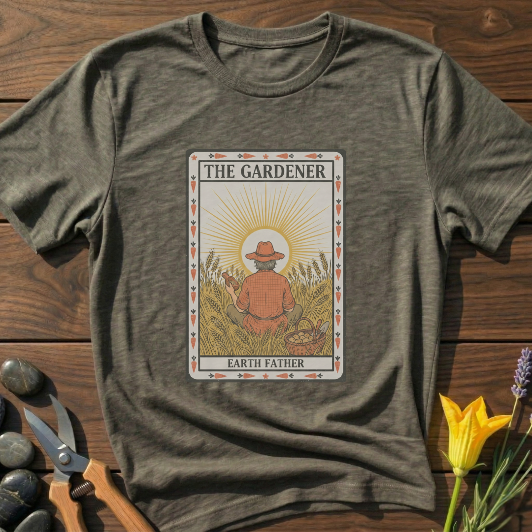 The Gardener Earth Father T-Shirt - botanical nature graphic t-shirt, minimalist design, unisex tee”