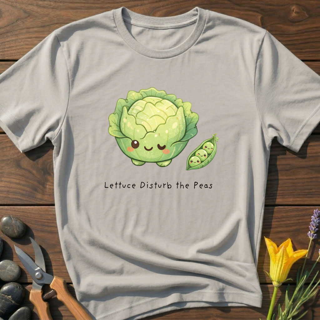 Lettuce Disturb The Peas T-Shirt - botanical nature graphic t-shirt, minimalist design, unisex tee for Nature Lovers, Garnder, Farmer, Plant Lovers
