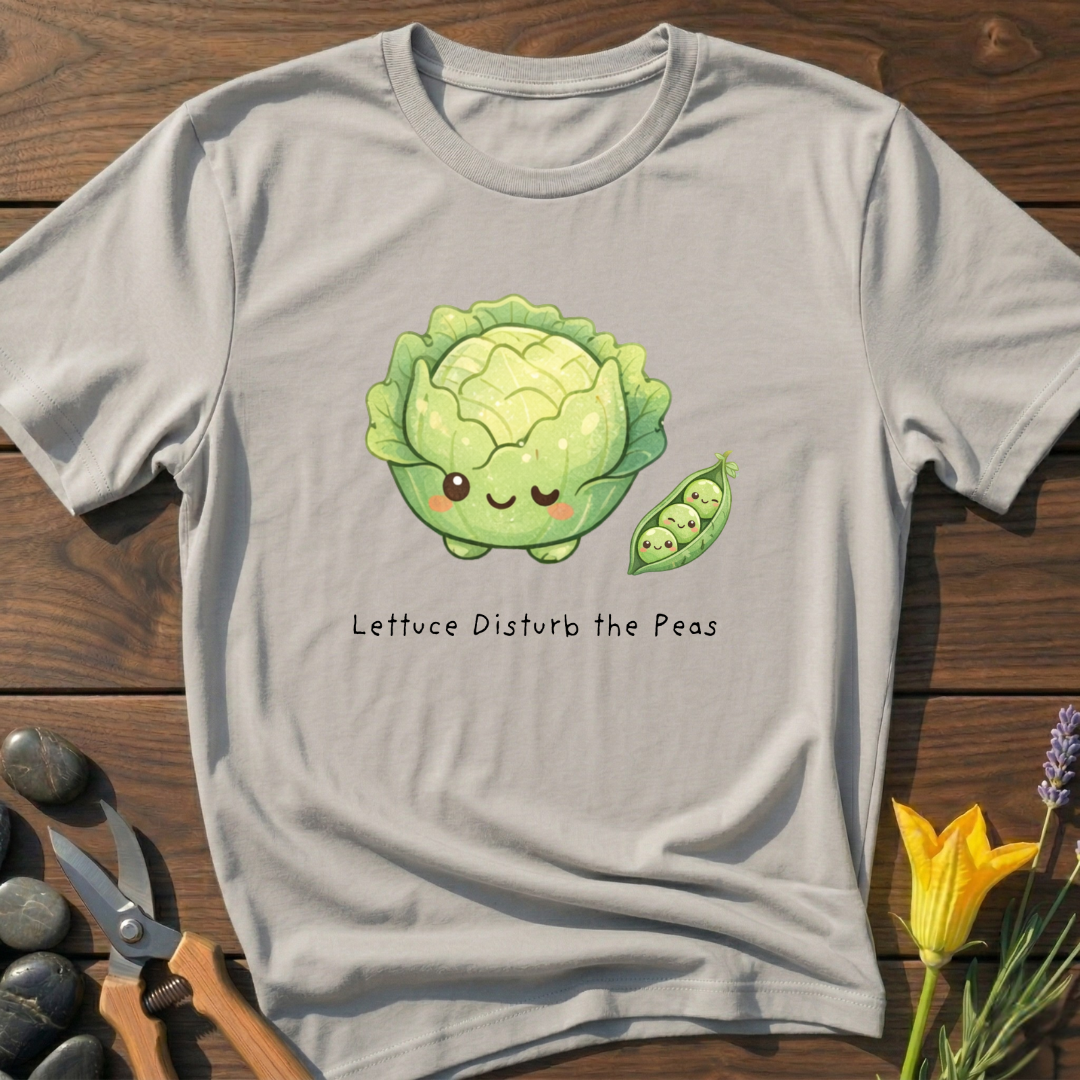 Lettuce Disturb The Peas T-Shirt - botanical nature graphic t-shirt, minimalist design, unisex tee for Nature Lovers, Garnder, Farmer, Plant Lovers